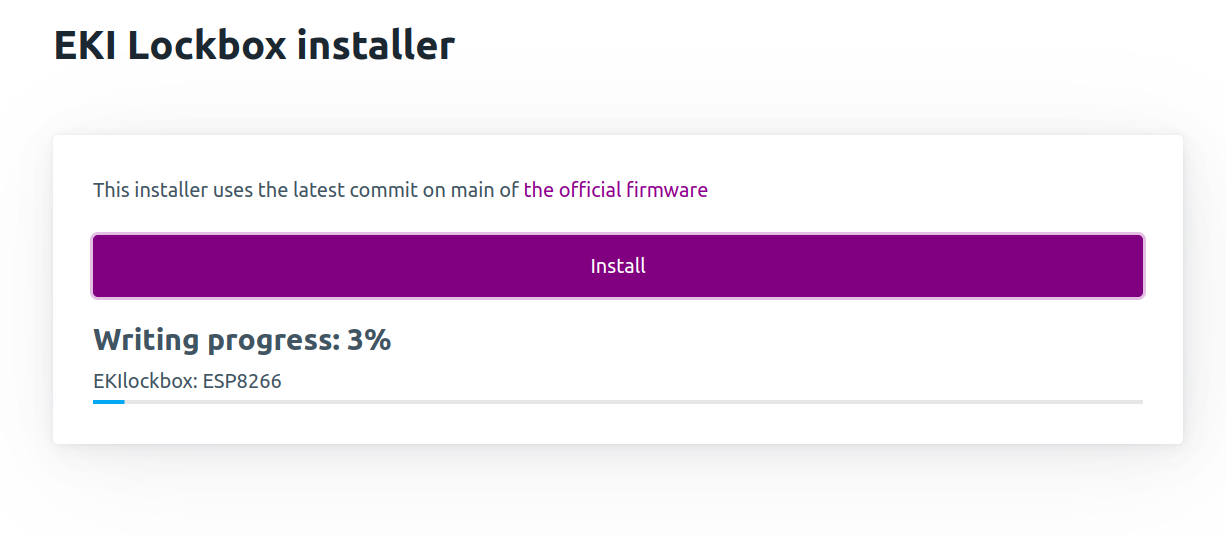 The web interface of the box