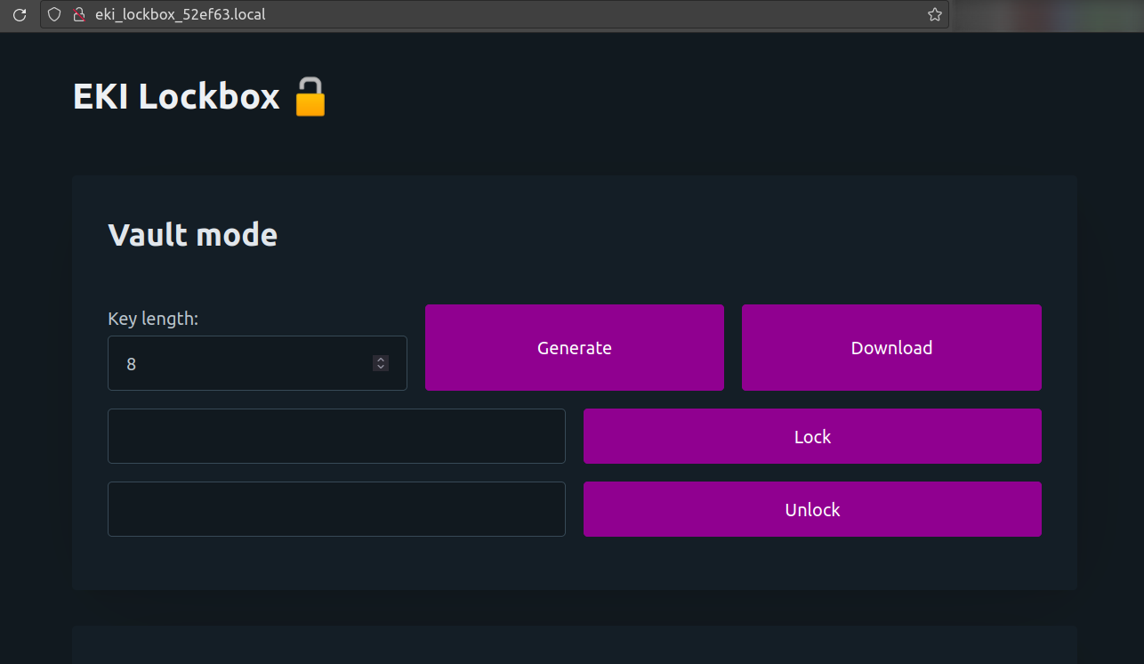 The web interface of the box